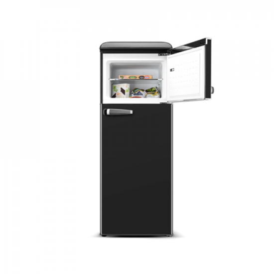ETA | Refrigerator | ETA253890020E Storio | Energy efficiency class E | Free standing | Double Door | Height 148.2 cm | Fridge net capacity 170 L | Freezer net capacity 45 L | 44 dB | Black
