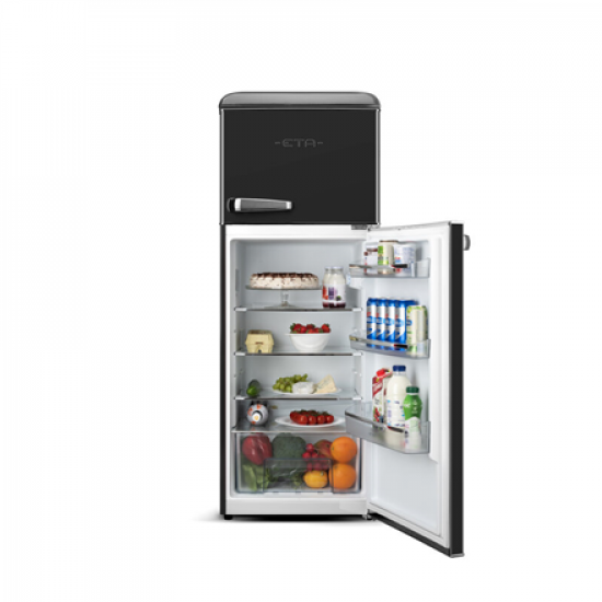 ETA | Refrigerator | ETA253890020E Storio | Energy efficiency class E | Free standing | Double Door | Height 148.2 cm | Fridge net capacity 170 L | Freezer net capacity 45 L | 44 dB | Black