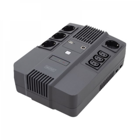 Digitus | All-in-One UPS | All-in-One UPS, 800VA/480W, LED 12V/9Ah x1, 4x CEE 7/7,3x IEC C13, USB, RJ45 | 800 VA | 480 W
