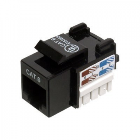 Class E CAT 6 Keystone Jack | DN-93601 | Unshielded RJ45 to LSA | Cable installation via LSA strips, color coded according to EIA/TIA 568 A & B; The Cat 6 keystone module supports transmission speeds of up to 1 GBit/s & 250 MHz in connection with cat 6 or