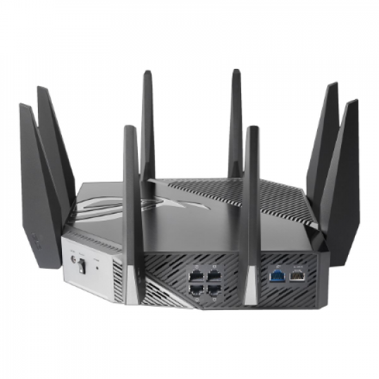 Wi-Fi 6 Tri-Band Gigabit Gaming Router | ROG GT-AXE11000 Rapture | 802.11ax | 1148+4804+4804 Mbit/s | 10/100/1000/2500 Mbit/s | Ethernet LAN (RJ-45) ports 5 | Mesh Support Yes | MU-MiMO Yes | No mobile broadband | Antenna type External | 2xUSB 3.2