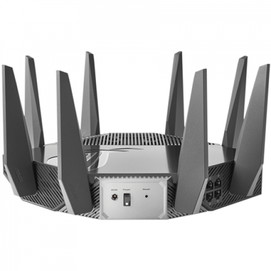 Wi-Fi 6 Tri-Band Gigabit Gaming Router | ROG GT-AXE11000 Rapture | 802.11ax | 1148+4804+4804 Mbit/s | 10/100/1000/2500 Mbit/s | Ethernet LAN (RJ-45) ports 5 | Mesh Support Yes | MU-MiMO Yes | No mobile broadband | Antenna type External | 2xUSB 3.2