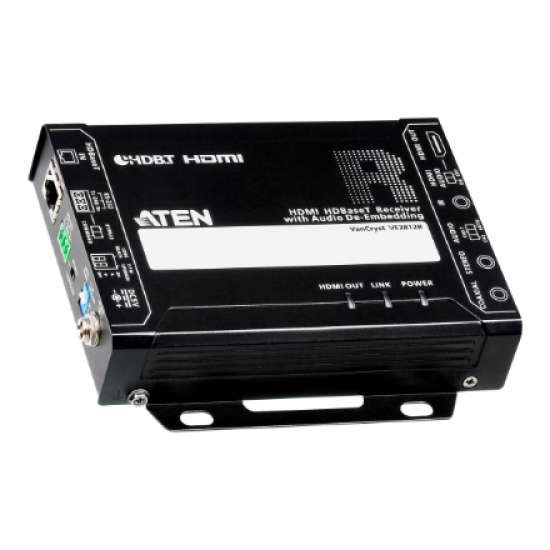 Aten | HDMI HDBaseT Receiver with Audio De-Embedding | VE2812R | 1xDC Jack (Power), 1xRJ-45 Female (Unit To Unit)