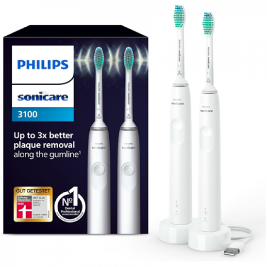 Philips | Sonic Electric Toothbrush | Sonicare 3100 series HX3675/13 | Rechargeable | For adults | Number of brush heads included 2 | Number of teeth brushing modes 1 | Sonic technology | White