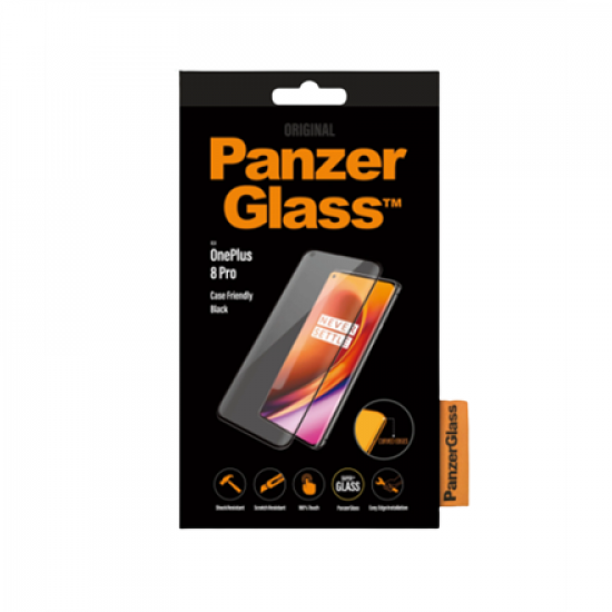 PanzerGlass | Screen protector | OnePlus | 8 Pro | Glass | Black | Full frame coverage; Rounded edges; Crystal clear; 100% touch preservation | Case friendly