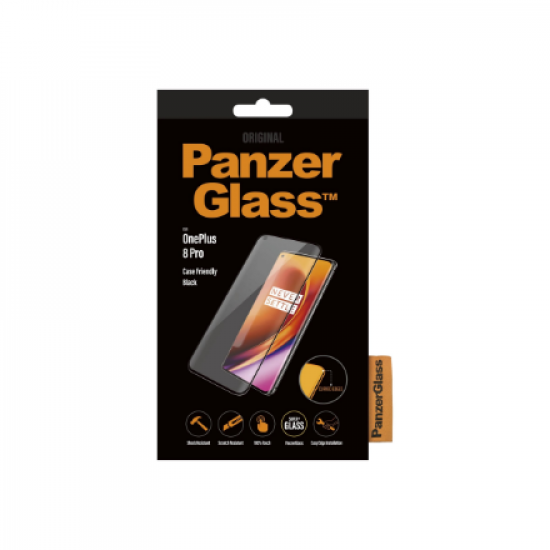 PanzerGlass | Screen protector | OnePlus | 8 Pro | Glass | Black | Full frame coverage; Rounded edges; Crystal clear; 100% touch preservation | Case friendly