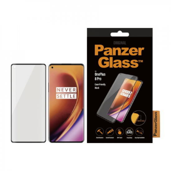 PanzerGlass | Screen protector | OnePlus | 8 Pro | Glass | Black | Full frame coverage; Rounded edges; Crystal clear; 100% touch preservation | Case friendly