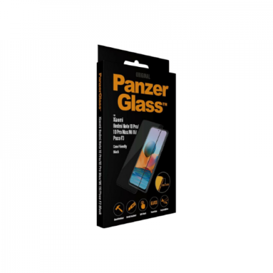 PanzerGlass | Screen protector | Xiaomi | Redmi Note 10 Pro/10 Pro Max/Mi 11i/ Xiaomi Poco F3 | Glass | Black | Full frame coverage; 100% touch preservation; Rounded edges | Case friendly