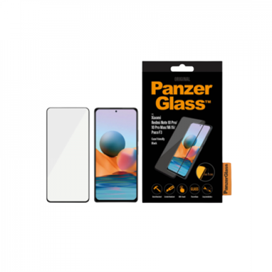 PanzerGlass | Screen protector | Xiaomi | Redmi Note 10 Pro/10 Pro Max/Mi 11i/ Xiaomi Poco F3 | Glass | Black | Full frame coverage; 100% touch preservation; Rounded edges | Case friendly