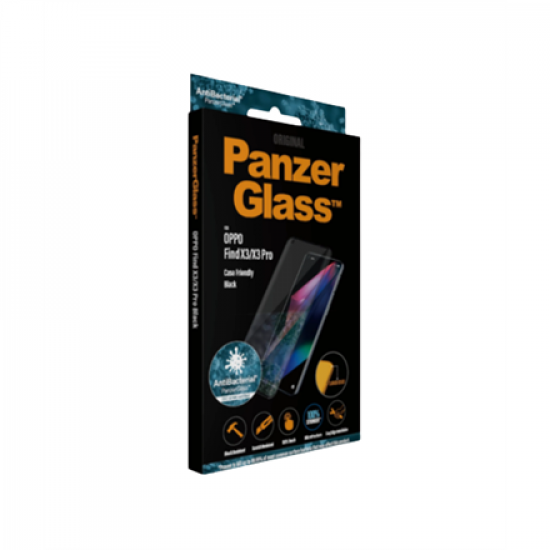 PanzerGlass | Screen protector | OPPO | Find X3/ X3 Pro/ X5 Pro | Glass | Black | Antibacterial glass; Protects the entire screen; 100% touch; Shock absorbing