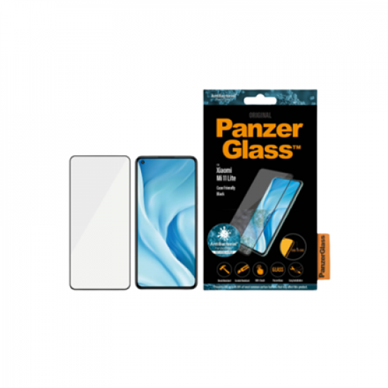 PanzerGlass | Screen protector | Xiaomi | Mi 11 Lite 4G/ 5G / 5G NE | Glass | Black | Protects the entire screen; Antibacterial glass; 100% touch; Shock absorbing