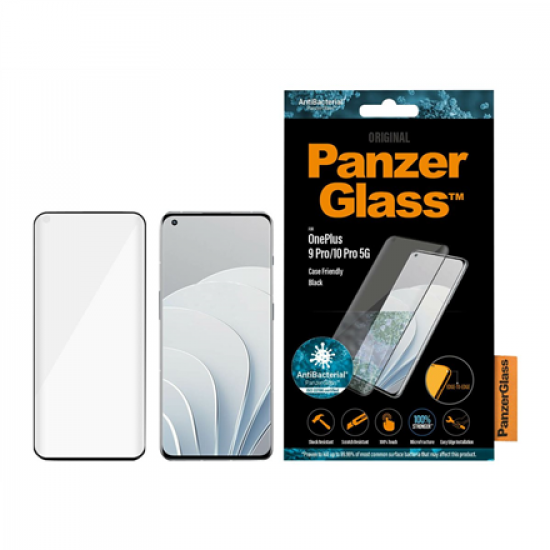 PanzerGlass | Screen protector | OnePlus | 9 Pro | Glass | Black | Protects the entire screen; Antibacterial glass; 100% touch; Shock absorbing | Case friendly