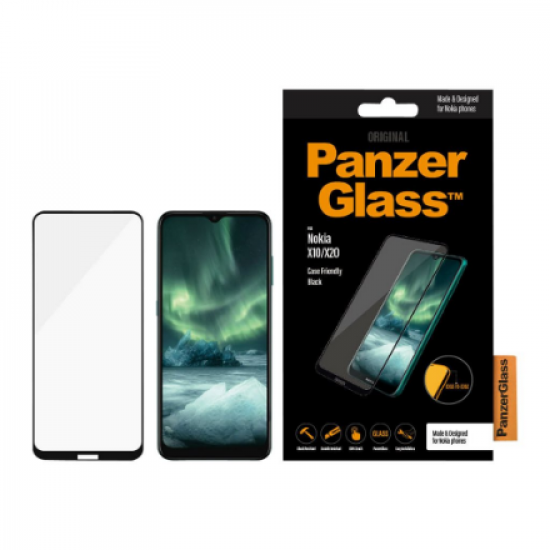 PanzerGlass | Screen protector | Nokia | X10/X20 | Glass | Black | Full frame coverage; 100% touch preservation; Rounded edges | Case friendly