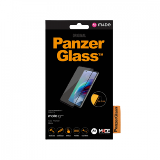PanzerGlass | Screen protector | Motorola | Moto g100 | Glass | Black | Full frame coverage; 100% touch preservation; Rounded edges | Case friendly