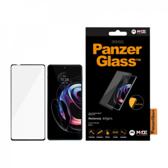 PanzerGlass | Screen protector | Motorola | Edge 20 Pro | Glass | Black | Full frame coverage; 100% touch preservation; Rounded edges | Case friendly