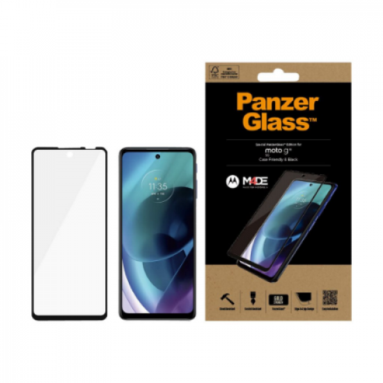 PanzerGlass | Screen protector | Motorola | Moto g51 5G | Glass | Black | Full frame coverage; 100% touch preservation; Rounded edges | Case friendly