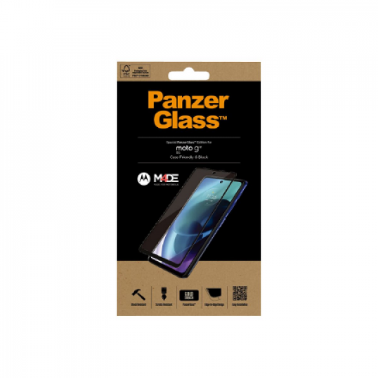 PanzerGlass | Screen protector | Motorola | Moto g51 5G | Glass | Black | Full frame coverage; 100% touch preservation; Rounded edges | Case friendly