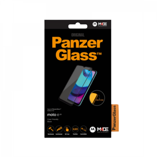 PanzerGlass | Screen protector | Motorola | Moto e20 | Glass | Black | Full frame coverage; 100% touch preservation; Rounded edges | Case friendly