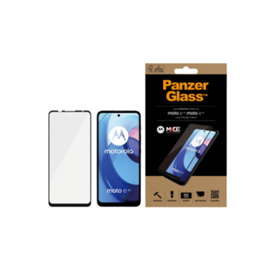 PanzerGlass | Screen protector | Motorola | Moto e30/e40 | Glass | Black | Full frame coverage; 100% touch preservation; Rounded edges | Case friendly
