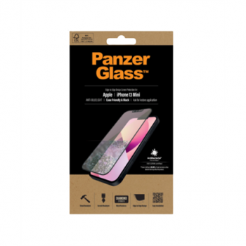 PanzerGlass | Screen protector | Apple | iPhone 13 Mini | Glass | Black | Anti blue light glass; Antibacterial glass; Protects the entire screen; Crystal clear; 100% touch; Resistant to scratches; Gentle on the eyes; Shock-absorbing | Case friendly