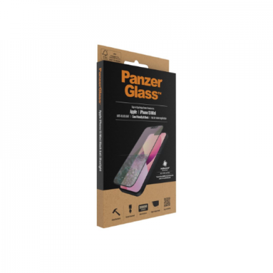 PanzerGlass | Screen protector | Apple | iPhone 13 Mini | Glass | Black | Anti blue light glass; Antibacterial glass; Protects the entire screen; Crystal clear; 100% touch; Resistant to scratches; Gentle on the eyes; Shock-absorbing | Case friendly
