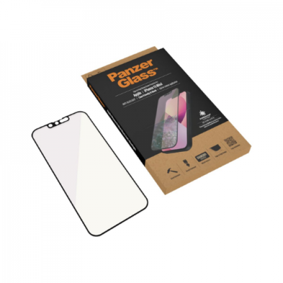 PanzerGlass | Screen protector | Apple | iPhone 13 Mini | Glass | Black | Anti blue light glass; Antibacterial glass; Protects the entire screen; Crystal clear; 100% touch; Resistant to scratches; Gentle on the eyes; Shock-absorbing | Case friendly