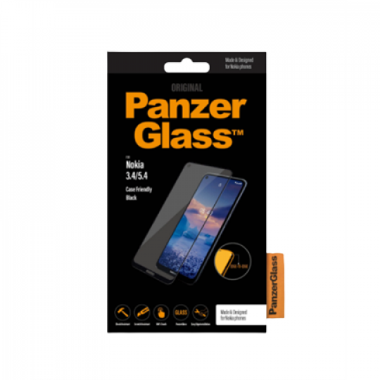PanzerGlass | Screen protector | Nokia | 3.4/5.4 | Glass | Black | Full frame coverage; 100% touch preservation; Rounded edges | Case friendly