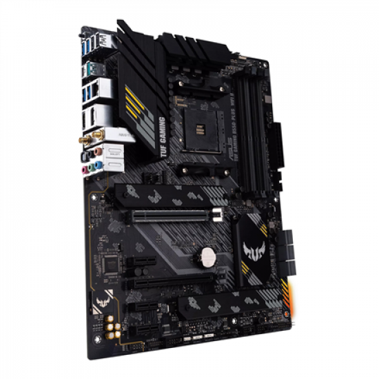 Asus | TUF GAMING B550-PLUS WIFI II | Processor family AMD | Processor socket AM4 | DDR4 DIMM | Memory slots 4 | Supported hard disk drive interfaces 	SATA, M.2 | Number of SATA connectors 6 | Chipset AMD B550 | 30.5cm x 24.4cm