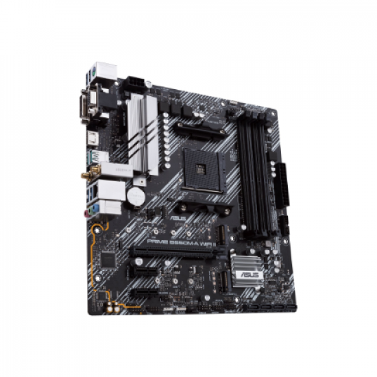 Asus | PRIME B550M-A WIFI II | Processor family AMD | Processor socket AM4 | DDR4 DIMM | Memory slots 4 | Supported hard disk drive interfaces 	SATA, M.2 | Number of SATA connectors 4 | Chipset AMD B550 | microATX