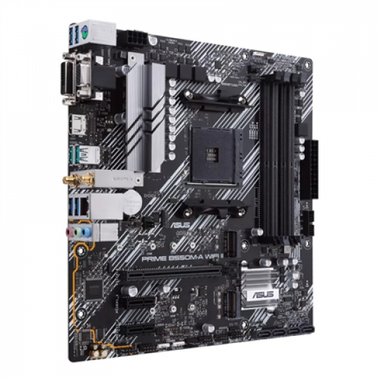 Asus | PRIME B550M-A WIFI II | Processor family AMD | Processor socket AM4 | DDR4 DIMM | Memory slots 4 | Supported hard disk drive interfaces 	SATA, M.2 | Number of SATA connectors 4 | Chipset AMD B550 | microATX