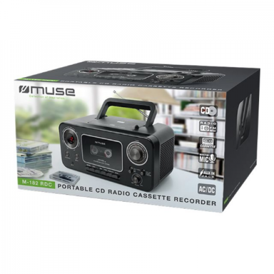 Muse | Stereo Radio CD Cassette Recorder | M-155CR | Black | Cassette deck | CD player | FM radio | Headphone out