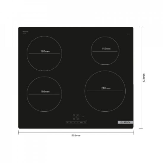 Bosch | Hob | PUE611BB5E | Induction | Number of burners/cooking zones 4 | Touch | Timer | Black