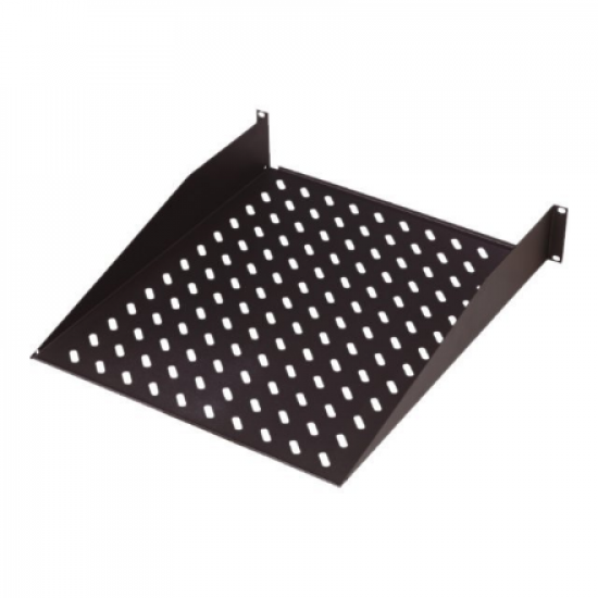 Digitus | 2U Fixed Shelf for Racks | DN-19 TRAY-2-SW | Black | Perfect for storage of components which are not 483 mm (19”) suitable. Slim design which takes space of 2 height units. Easy and quick to mount or dismount. Dimensions 88x482x349 mm, up to 25 