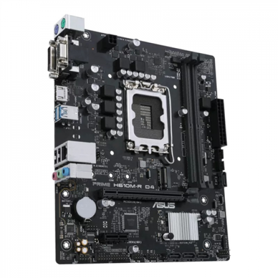 Asus | PRIME H610M-R D4-SI | Processor family Intel | Processor socket LGA1700 | DDR4 DIMM | Memory slots 2 | Supported hard disk drive interfaces SATA, M.2 | Number of SATA connectors 4 | Chipset Intel H610 | Mic-ATX
