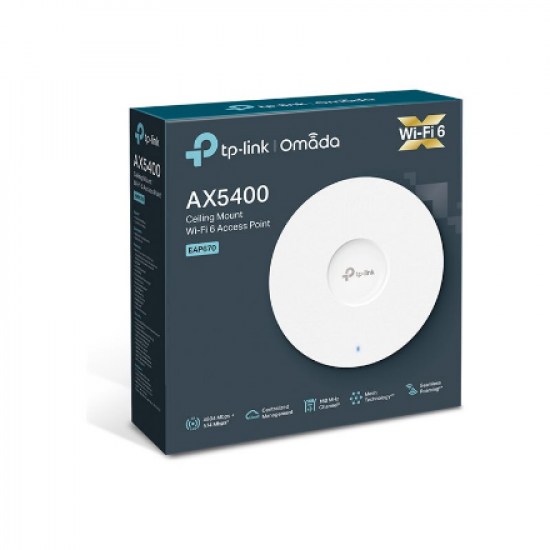 TP-LINK | AX5400 Ceiling Mount WiFi 6 Access Point | EAP670 | 802.11ax | 2.4 + 5 GHz | 574 + 4804 Mbit/s | Ethernet LAN (RJ-45) ports 1 | MU-MiMO Yes | PoE in