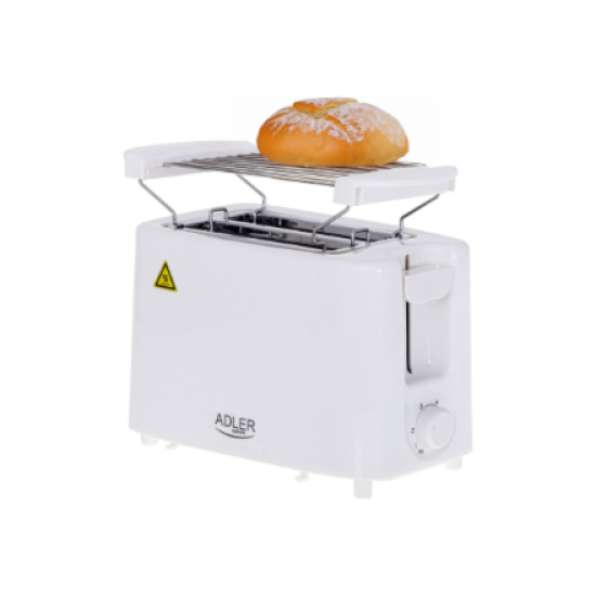 Adler | Toaster | AD 3223 | Power 750 W | Number of slots 2 | Housing material Plastic | White