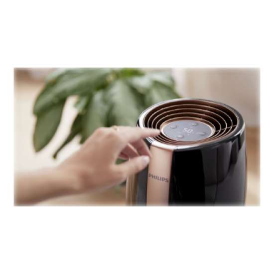 Philips | HU2718/10 | Humidifier | 17 W | Water tank capacity 2 L | Suitable for rooms up to 32 m² | NanoCloud technology | Humidification capacity 200 ml/hr | Black/Copper
