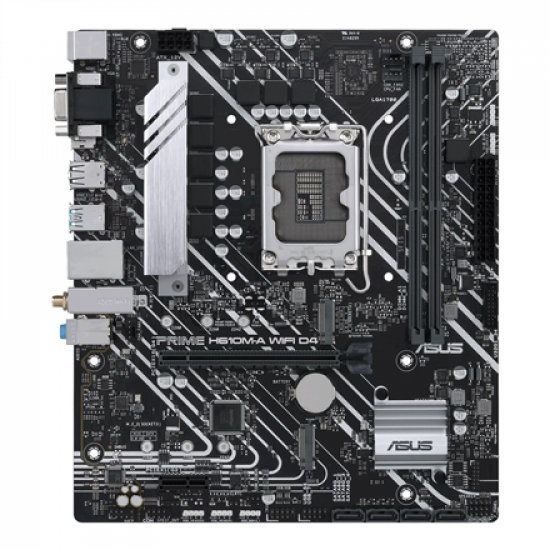 Asus | PRIME H610M-A WIFI D4 | Processor family Intel | Processor socket  LGA1700 | DDR4 DIMM | Memory slots 2 | Supported hard disk drive interfaces 	SATA, M.2 | Number of SATA connectors 4 | Chipset  Intel H610 | mATX