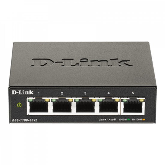 D-Link | Smart Managed Switch | DGS-1100-05V2/E | Managed L2 | Rackmountable | Gigabit Ethernet (copper) ports quantity 5