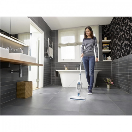 BLACK & DECKER | Steam mop | FSMH13E10-QS | Power 1300 W | Water tank capacity 0.38 L | White/Blue