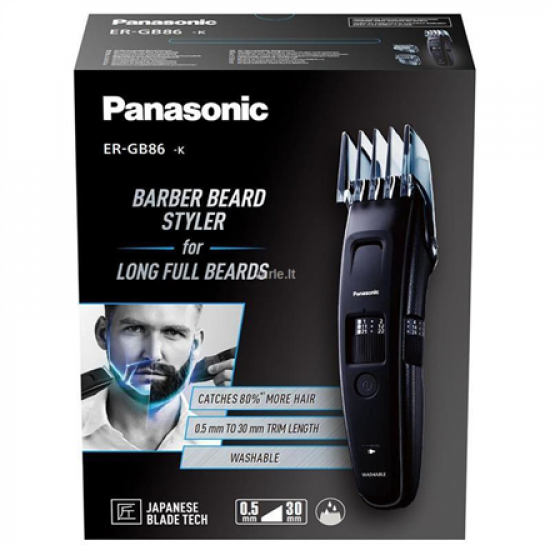 Panasonic | Beard trimmer | ER-GB86-K503 | Cordless | Number of length steps 57 | Step precise 0.5 mm | Black