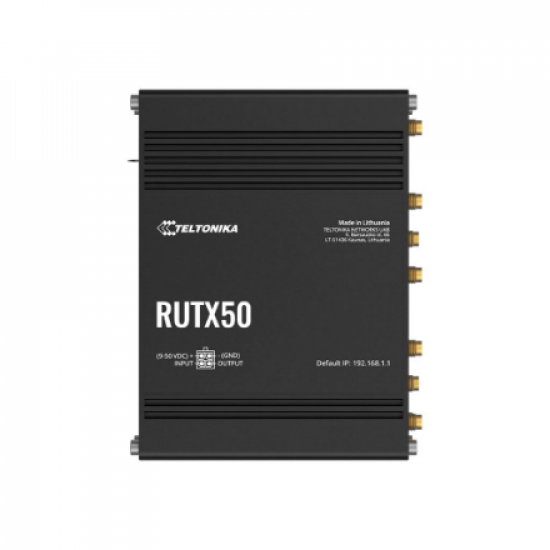 INDUSTRIAL 5G ROUTER | RUTX50 | 802.11ac | 867 Mbit/s | 10/100/1000 Mbps Mbit/s | Ethernet LAN (RJ-45) ports 5 | Mesh Support Yes | MU-MiMO Yes | 5G | Antenna type Internal