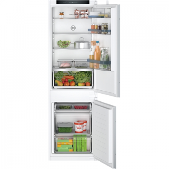 Bosch | Refrigerator | KIV86VSE0 | Energy efficiency class E | Built-in | Combi | Height 177.2 cm | Fridge net capacity 183 L | Freezer net capacity 84 L | Display | 35 dB | White