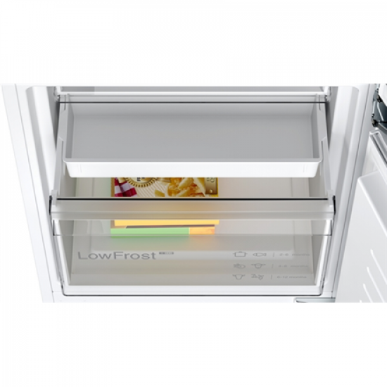 Bosch | Refrigerator | KIV86VSE0 | Energy efficiency class E | Built-in | Combi | Height 177.2 cm | Fridge net capacity 183 L | Freezer net capacity 84 L | Display | 35 dB | White
