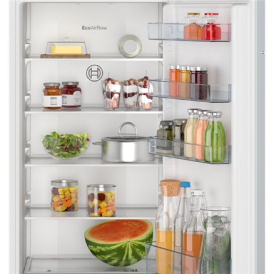 Bosch | Refrigerator | KIR41NSE0 | Energy efficiency class E | Built-in | Larder | Height 122.1 cm | Fridge net capacity 204 L | Display | 35 dB | White