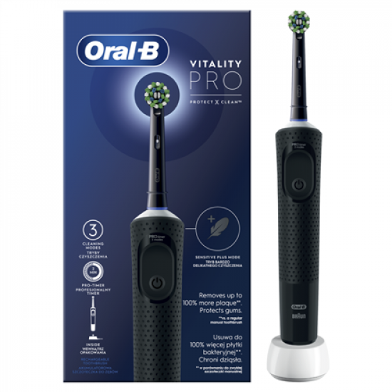 Oral-B | Electric Toothbrush | D103 Vitality Pro | Rechargeable | For adults | Number of brush heads included 1 | Number of teeth brushing modes 3 | Black