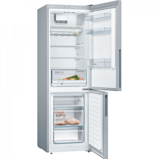 Bosch | Refrigerator | KGV36VIEAS | Energy efficiency class E | Free standing | Combi | Height 186 cm | No Frost system | Fridge net capacity 214 L | Freezer net capacity 94 L | 39 dB | Stainless Steel
