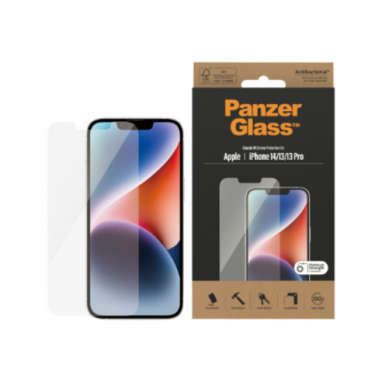 PanzerGlass | Screen protector | Apple | iPhone 14/13/13 Pro | Glass | Transparent | Classic Fit