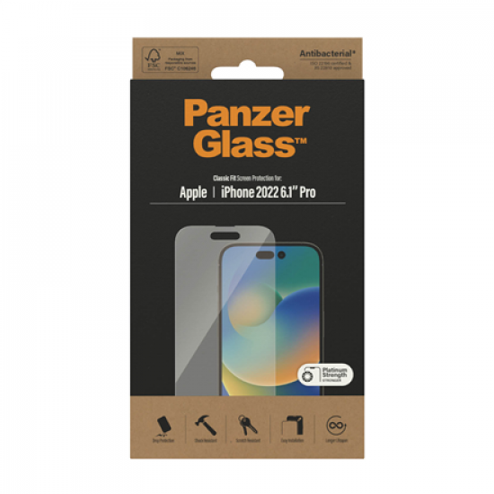 PanzerGlass | Screen protector | Apple | iPhone 14 Pro | Glass | Transparent | Classic Fit