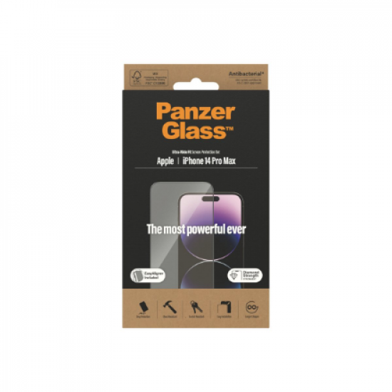 PanzerGlass | Screen protector | Apple | iPhone 14 Pro Max | Tempered glass | Transparent | Ultra-Wide Fit; Longer lifespan; Diamond strength; Fingerprint resistant